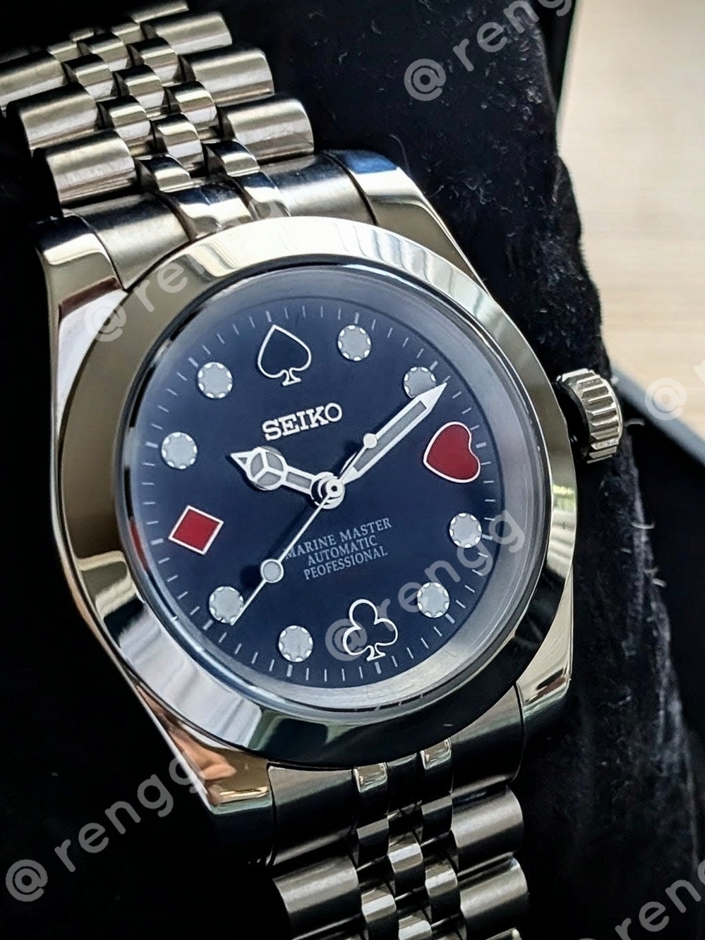 Automatic Black Seiko The Risk Taker Master Poker Dial Mod Watch 40mm Sapphire